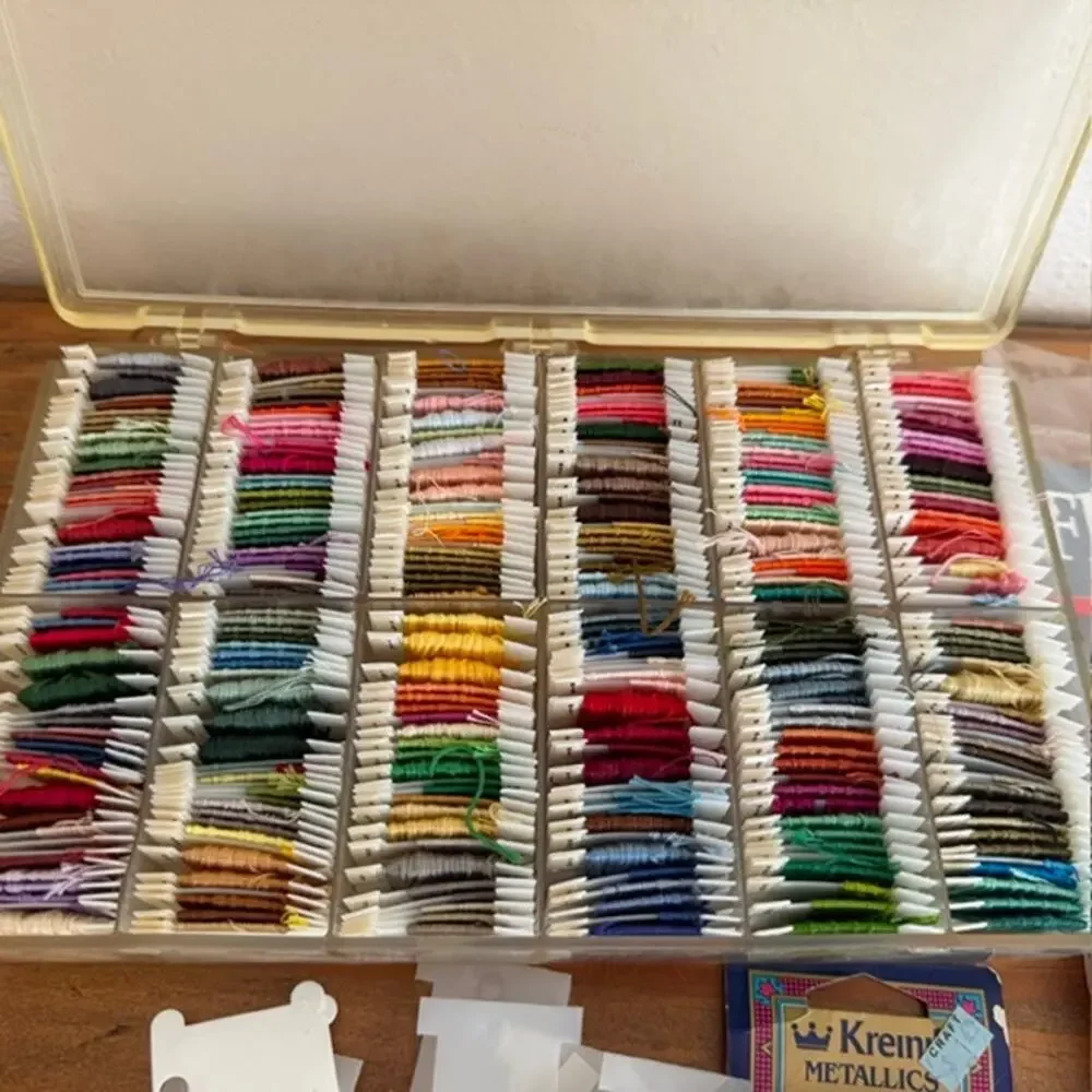 Mix Lot DMC Cross Stitching Floss, Floss Keeper and Organizer Box